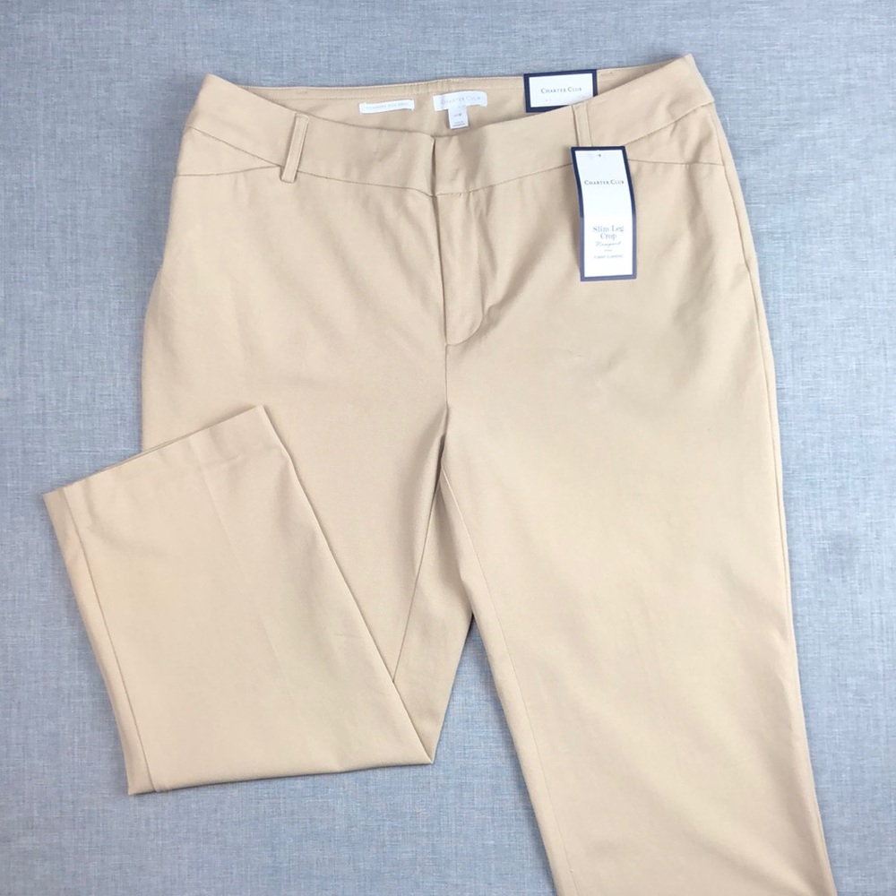 Charter Club Newport Tan Slim Leg Crop Pants